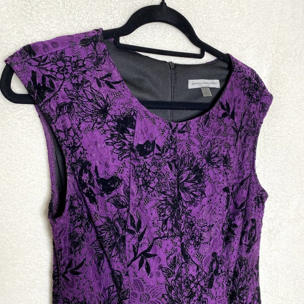 Danny & Nicole Floral Lace Velvet Fit & Flare Dress Purple Black Halloween 8 - Picture 2 of 15
